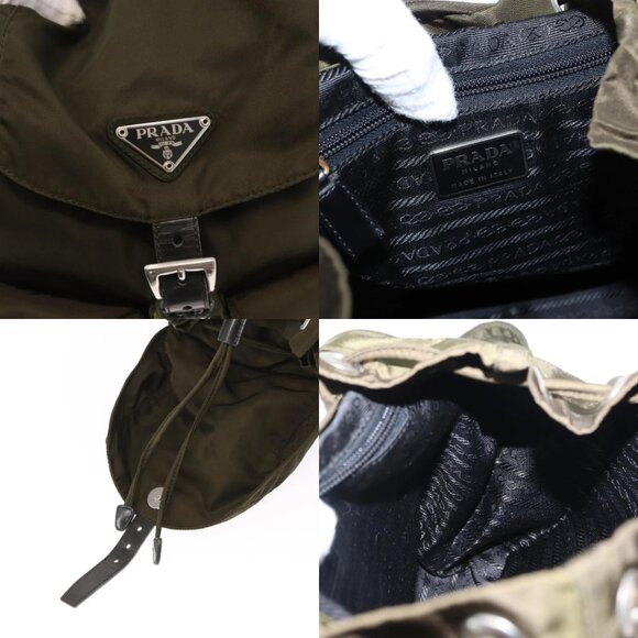 PRADA Backpack Nylon Green Silver Auth kk575 main image 10